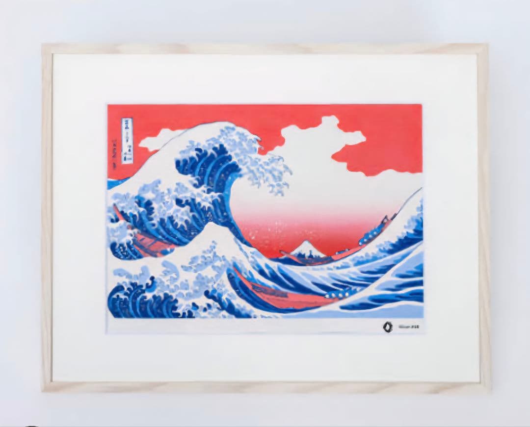 限定100枚の希少品】大阪関西万博ミャクミャク×葛飾北斎 木版画(額縁付