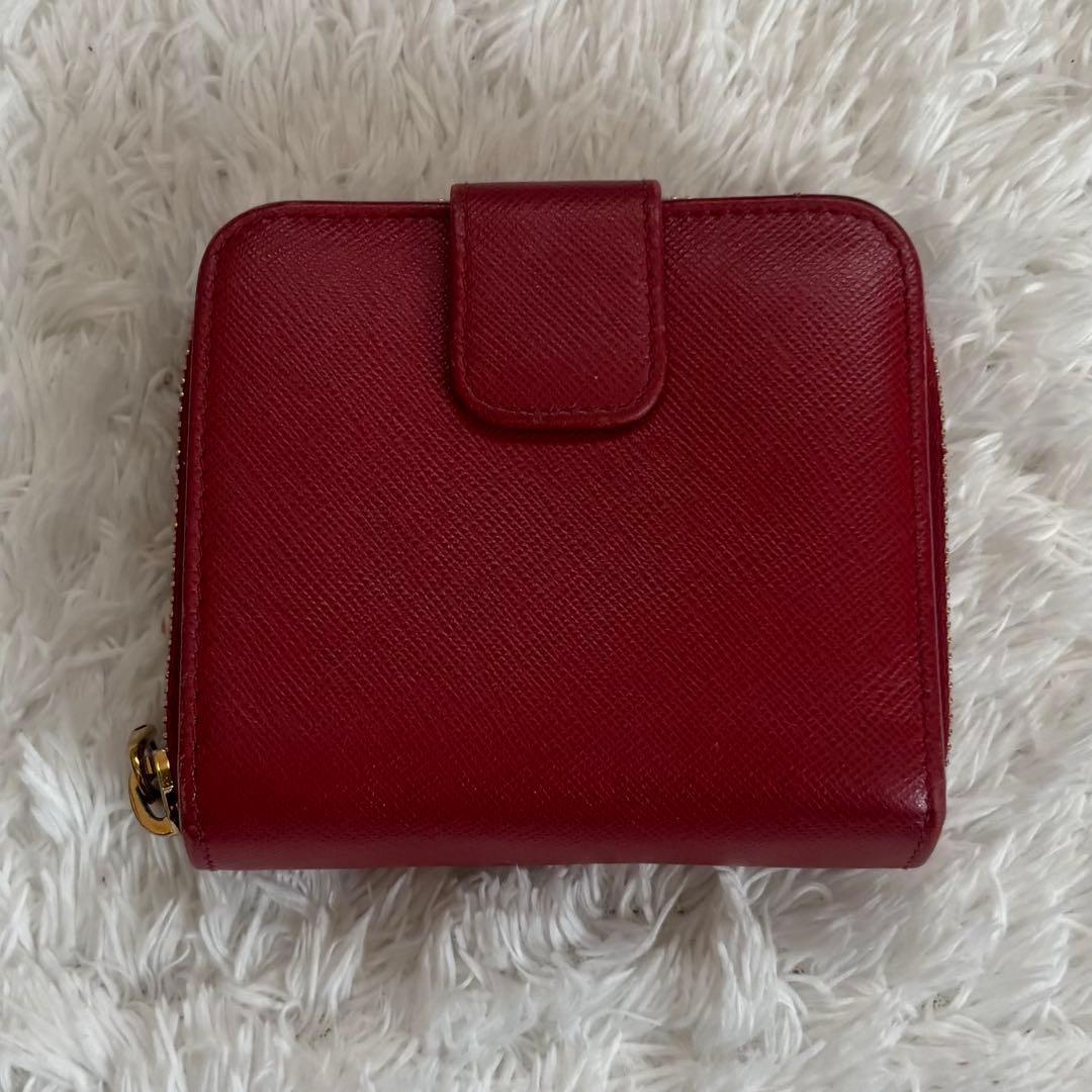 PRADA プラダ 付属品付き1ML036 二つ折り財布 サフィアーノ レッド