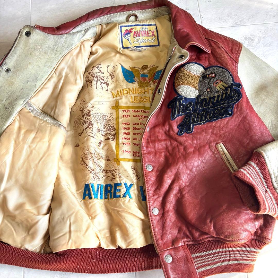 【超希少】アヴィレックス ラムレザージャケット スタジャン 羊革 刺繍 ワッペン AVIREX（アヴィレックス） アウター レザージャケット スタジャン WILD