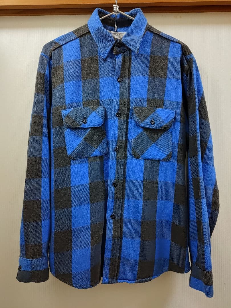 FIVE BROTHER ネルシャツ バッファローチェック 70s〜80s 70s~80s FIVE BROTHER Check Flannel L/S Shirt 灰黒 L ファイブ
