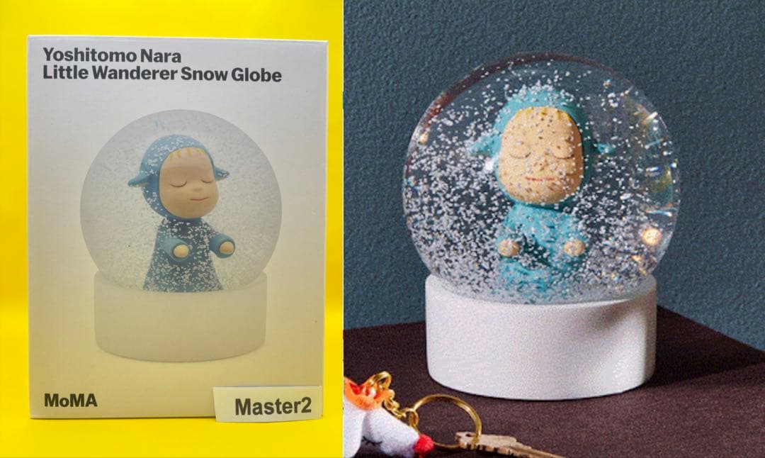 奈良美智スノードーム(青) 『Little Wanderer 』 奈良美智 スノードーム Little Wanderer ブルー(ブルー)：オフィス