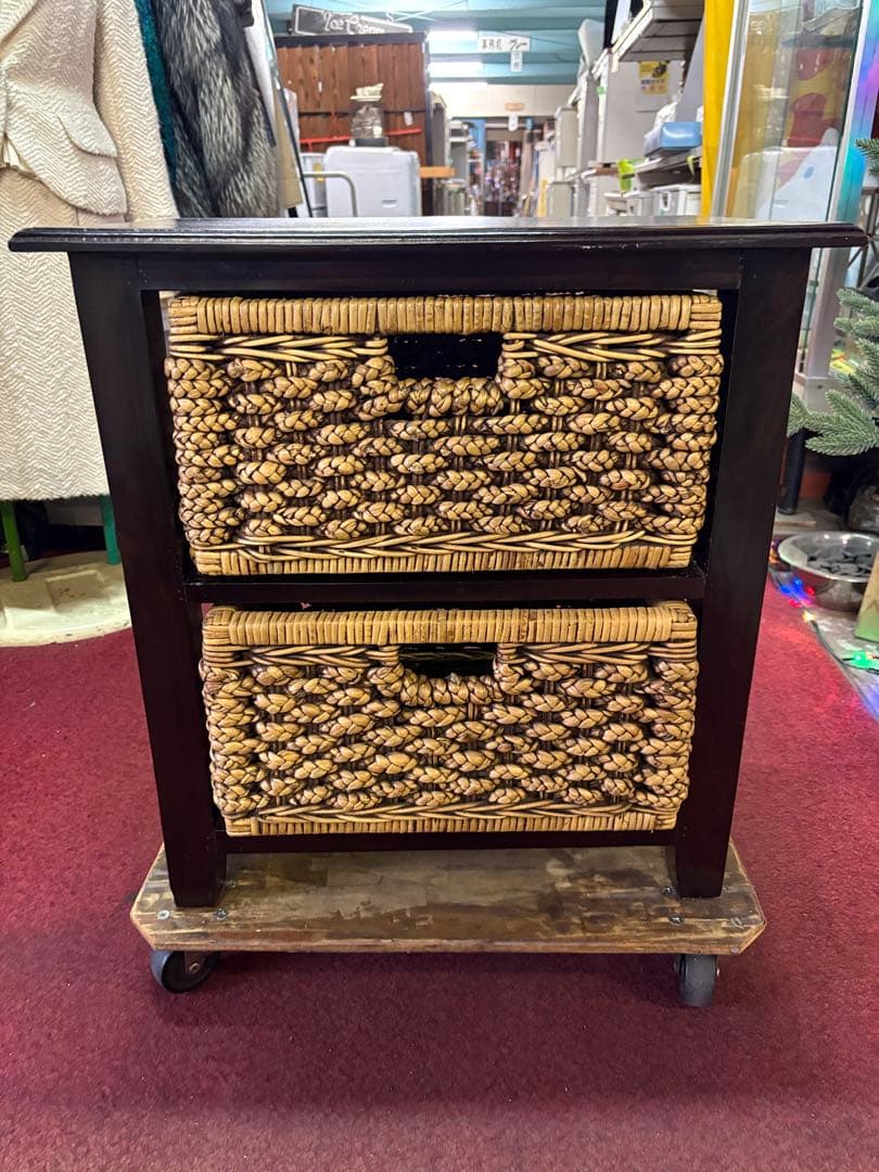 本格アジアン風 2段チェスト 横幅58 奥行38 高さ60㎝