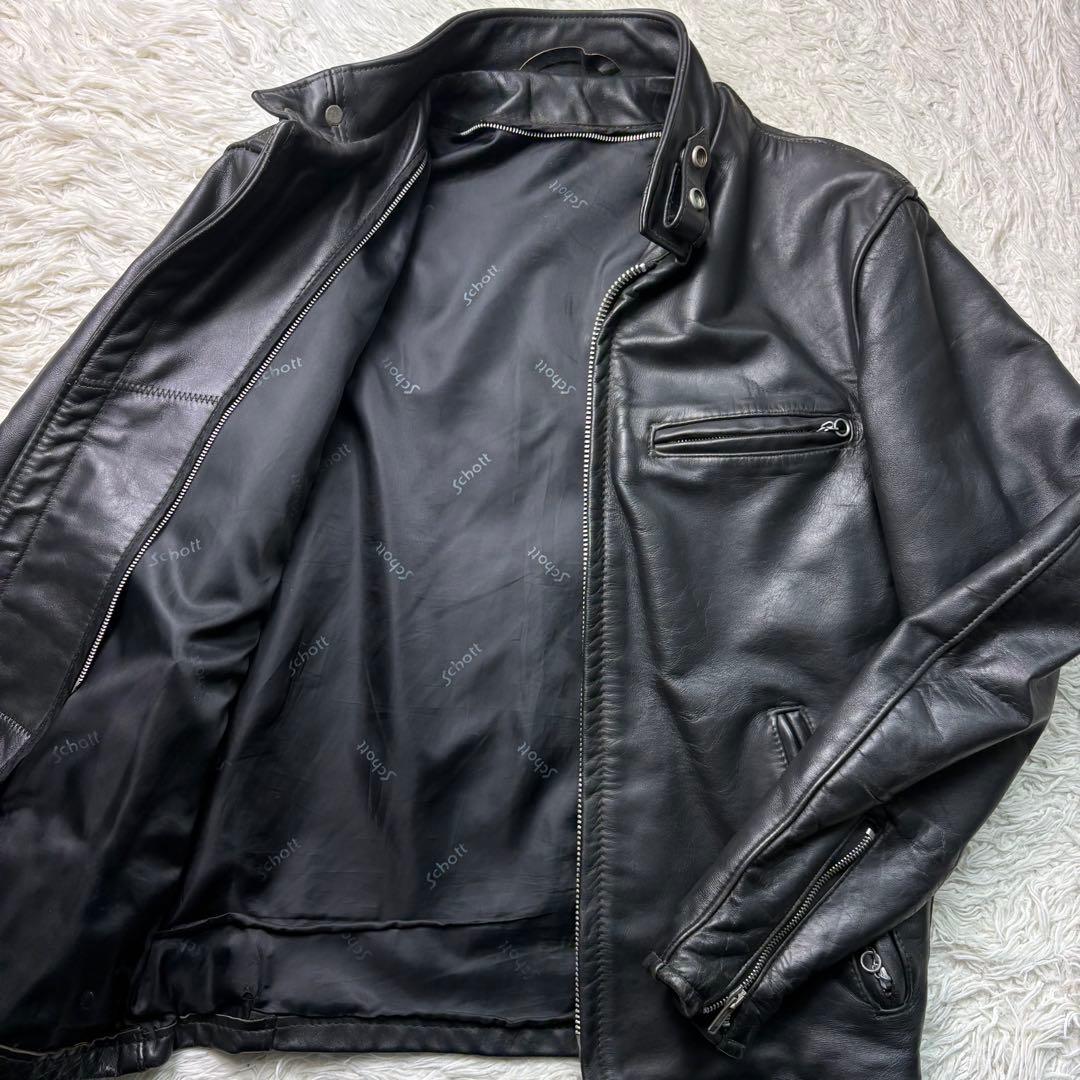 良品 Lサイズ相当 ショット 641 シングルライダースジャケット