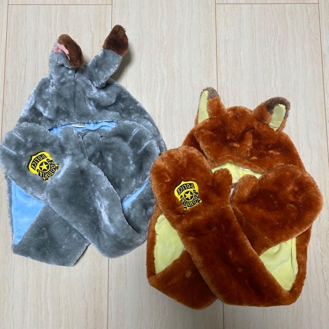 ディズニー ズートピア ニック ジュディ フード付き マフラー キャップ