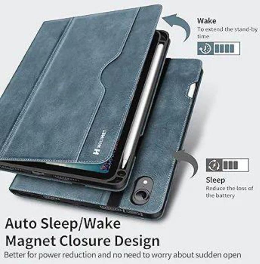 iPad Mini 第6世代2021ケース ブルー ペンシルホルダー付き