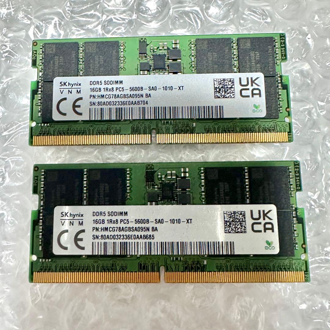 SK hynix 16GB×2（32GB） DDR5 5600MHz 動作確認済 SK hynix DDR5-5600 32GB (16GB×2枚組) 動作確認済み｜Yahoo!フリマ