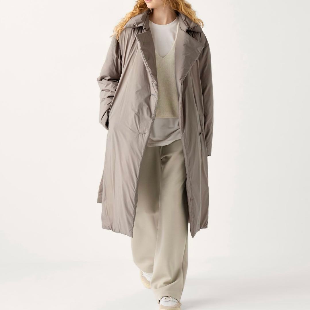 ユニクロ ダウンベルテッドロングコート L ベージュ - メルカリ