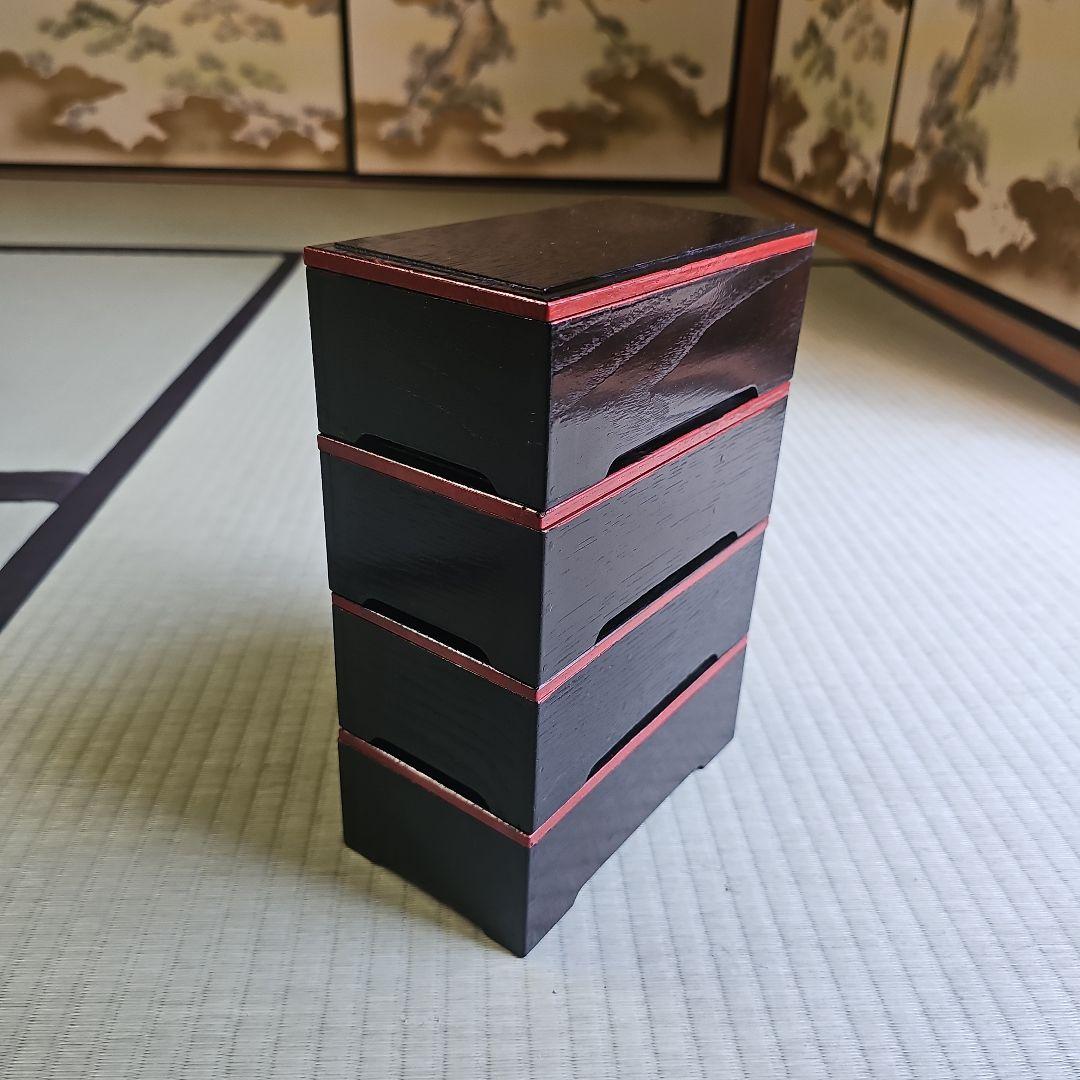 明治ロマン/1870年物/当時物】戦前物 漆塗り弁当箱 漆器 膳の箱 四客4