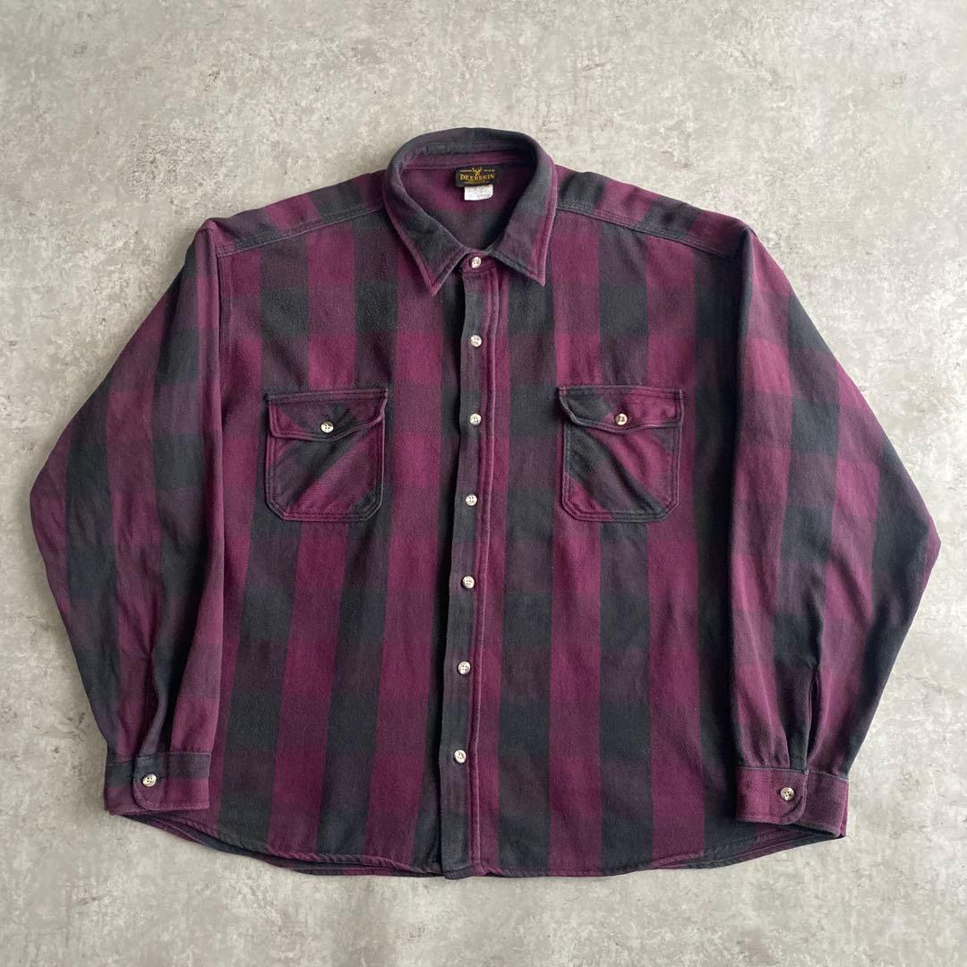 70s XL 70s-80s USA ブラウン ド渋 好配色 チェック 70s 80s DEERSKIN