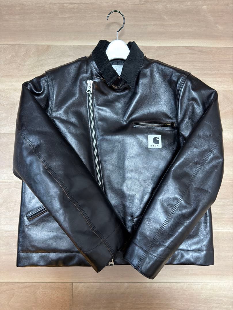 新品 sacai carhartt wip レザー ジャケット タグ付 S 1 - メルカリ