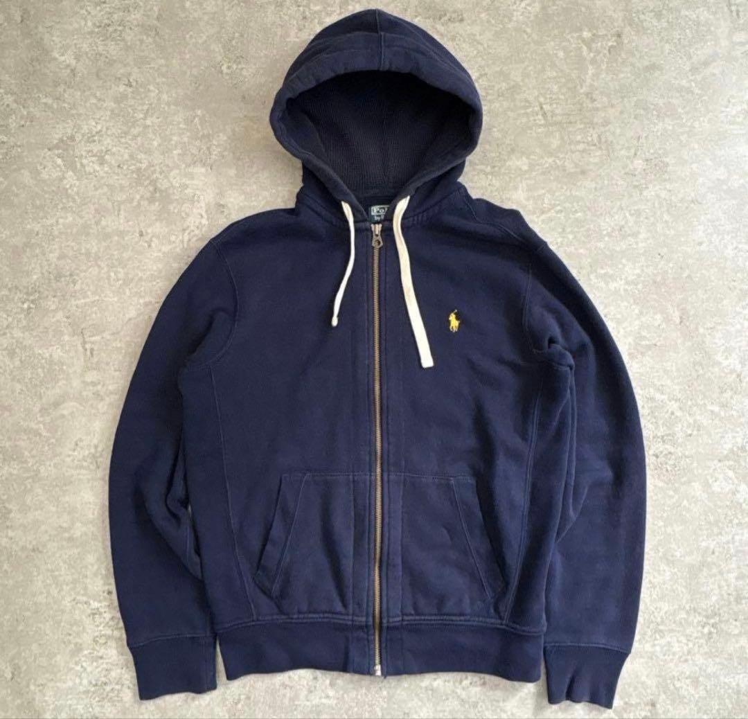 90s ポロラルフローレン ジップアップ パーカー サーマル 刺繍