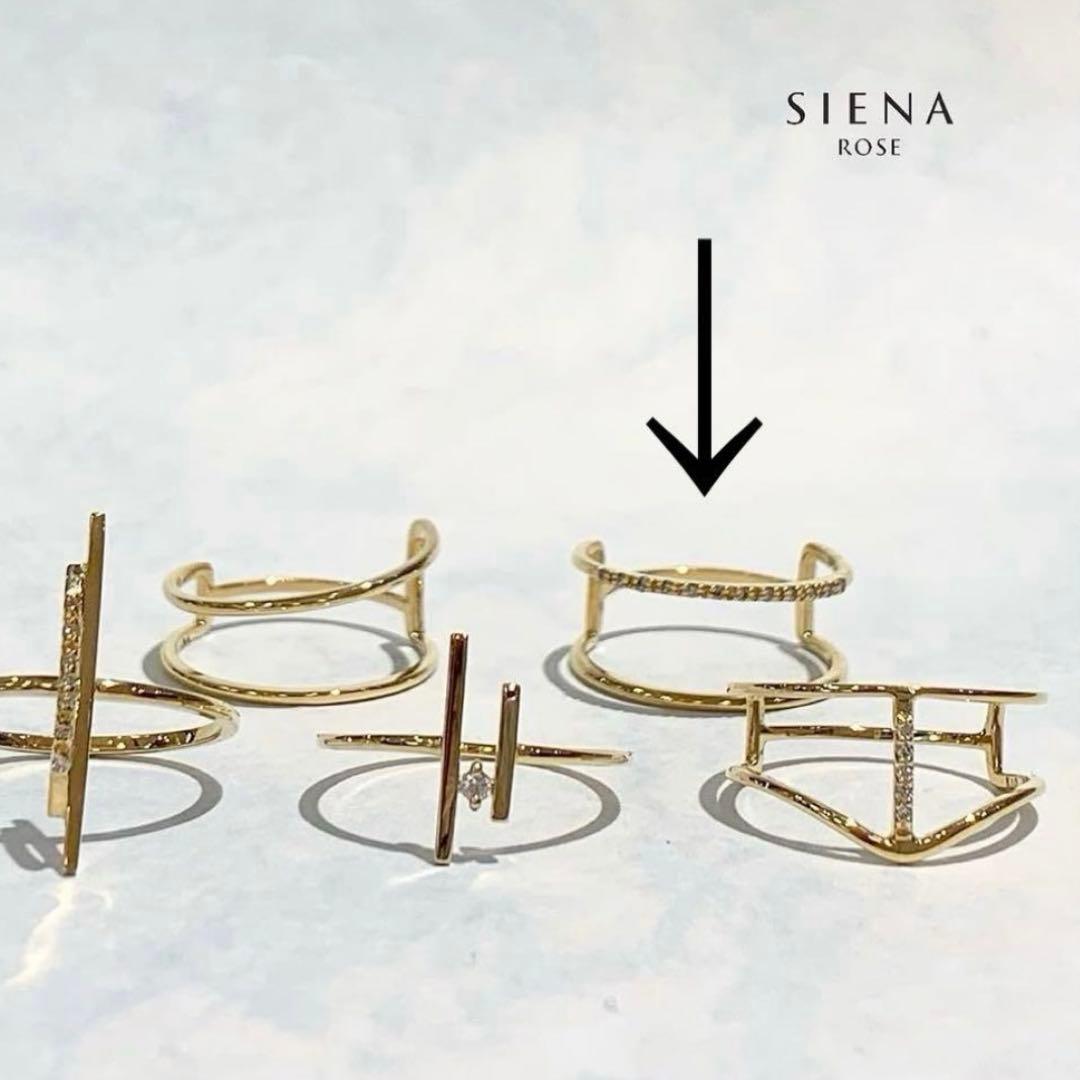 SIENA ROSE k10 YG LINE平行2連 ダイヤモンド リング11号
