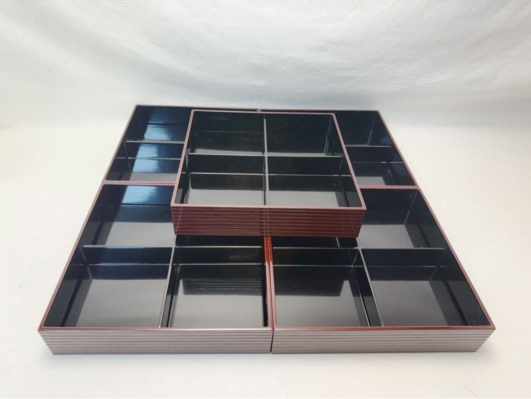 懐石道具 浅己造 輪島塗 木製溜塗 幕の内 縁高重箱 五客揃 内