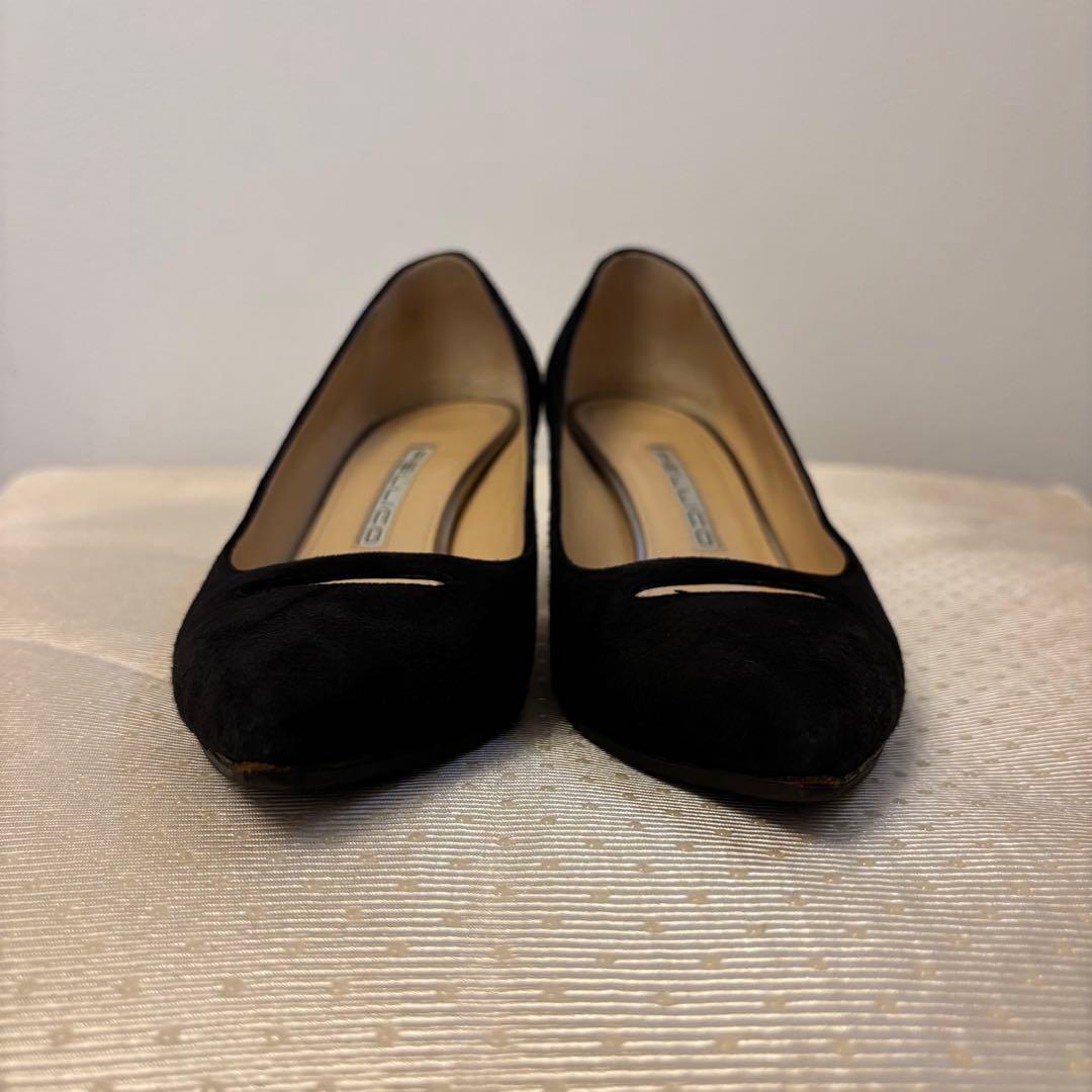 ペリーコ パンプス アネッリ　スエード　黒 ポインテッドトゥ 24.5cm