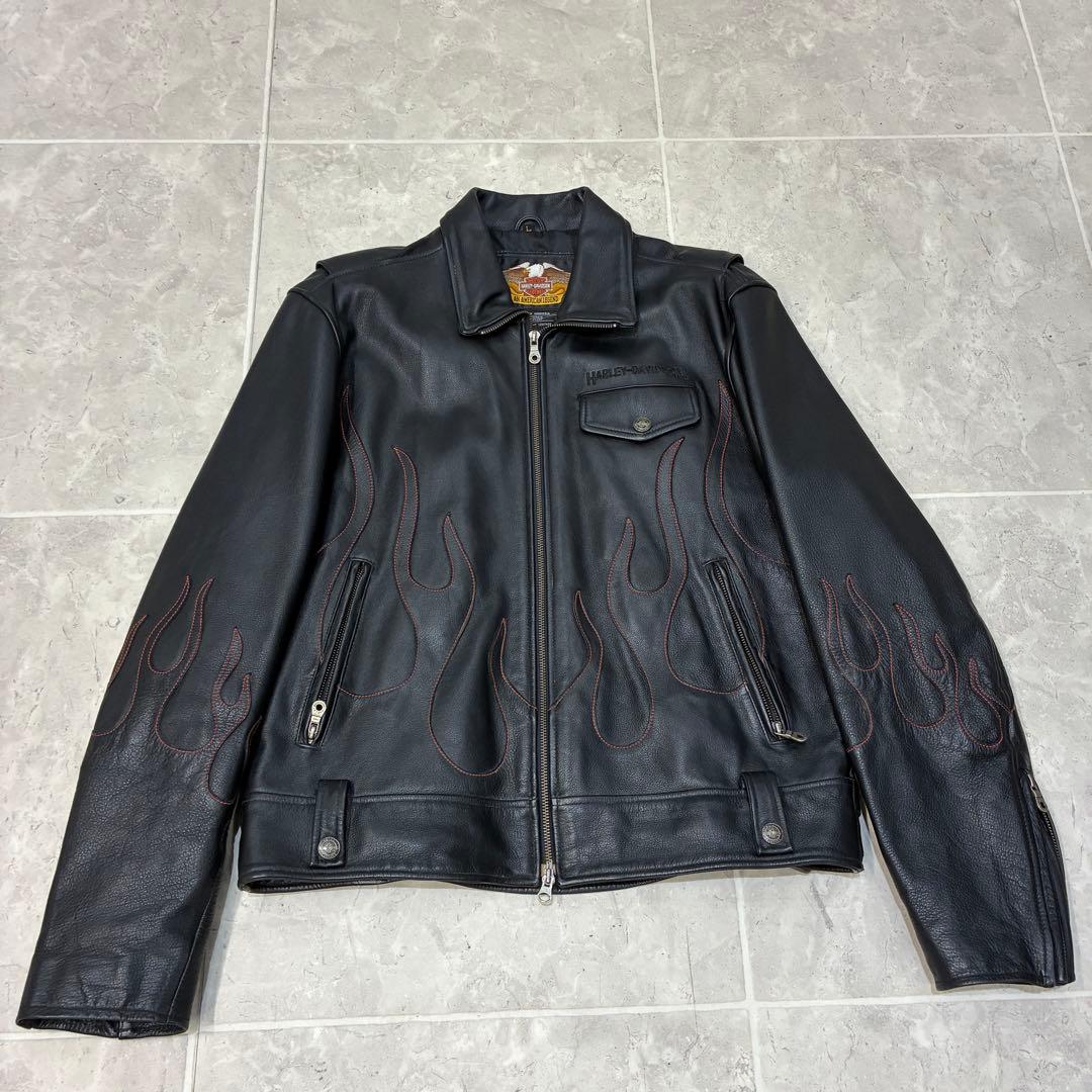 s*i様 Harley-Davidson レザージャケット ファイヤーパターン - メルカリ