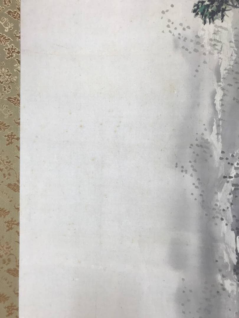 真作】福井江亭/雲嶺飛泉/滝山水猿図/山水図/猿図/掛軸☆宝船☆AD-501