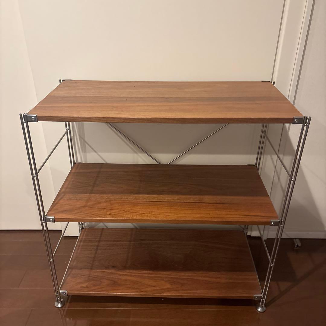 無印良品　ステンレスユニットシェルフ　ウォールナット材棚セット　ワイド　小 ステンレスユニットシェルフ ウォールナット材棚セット ワイド 小