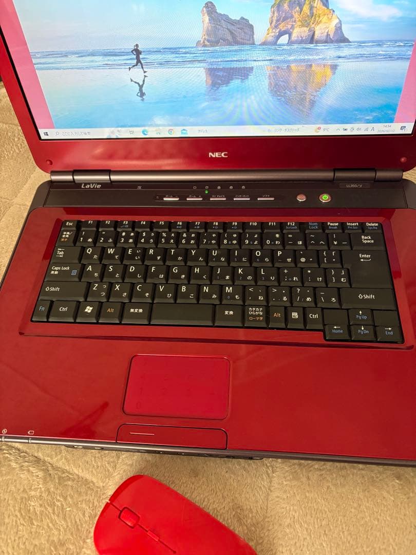 NEC LavieノートPC レッド 電源付 動作品