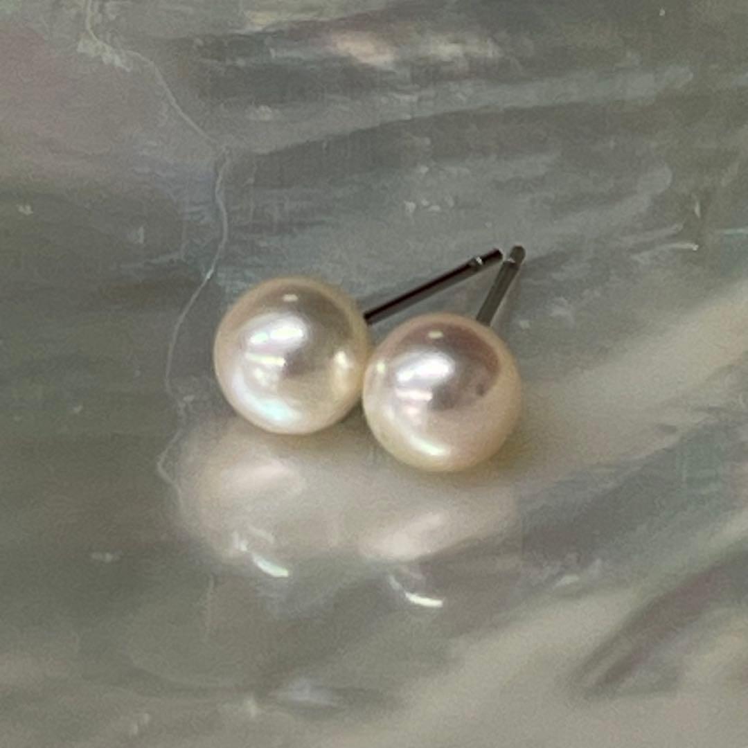 あこや真珠 ピアス7.2㍉前後 パール シャンパンゴールド - メルカリ