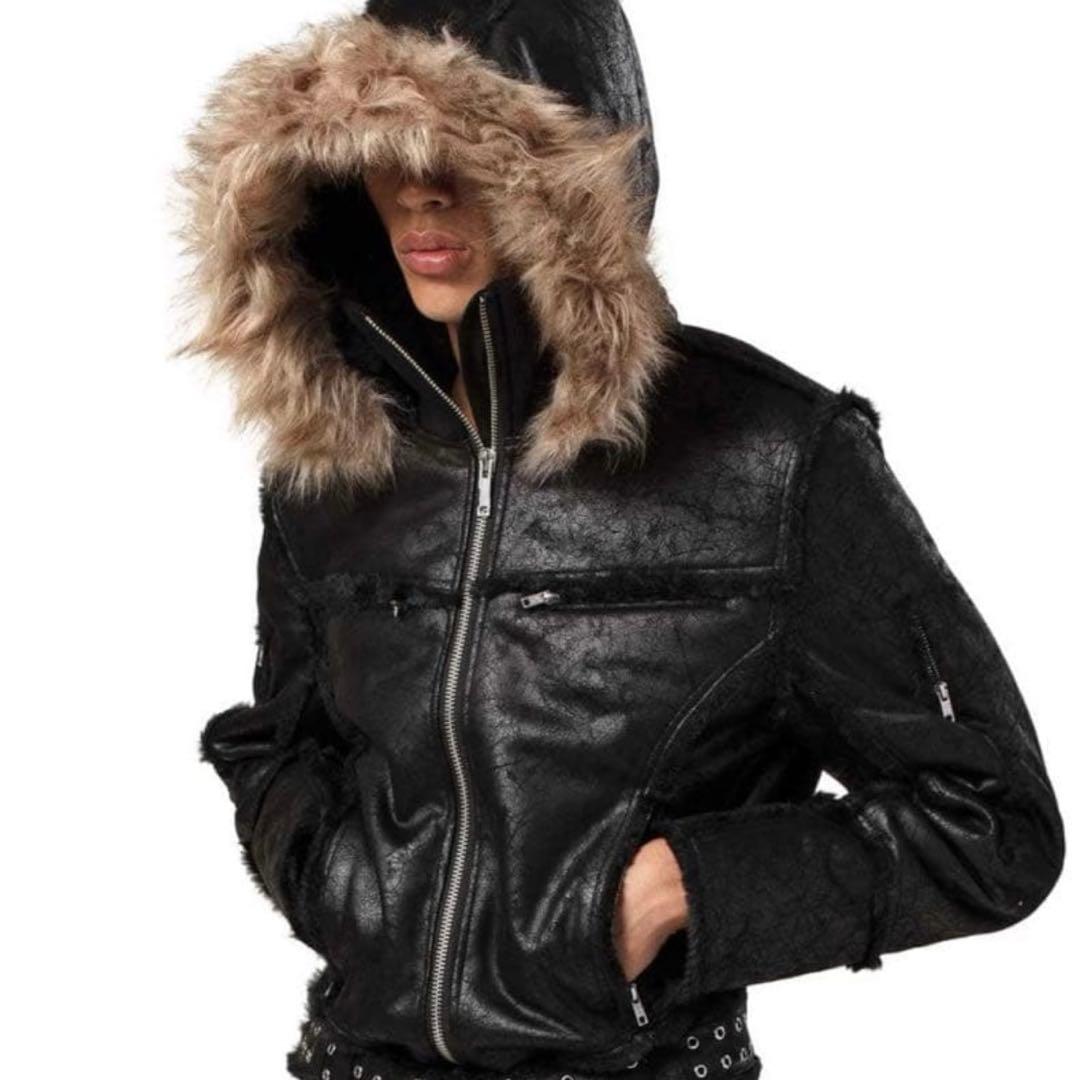 RACERWORLDWIDE sheepskin jacket black s - メルカリ