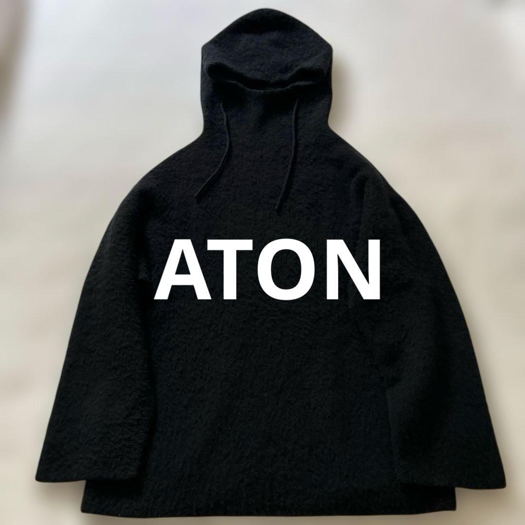 エイトン　ファーカシミヤ ニット　黒　02 ATON エイトン クルーネック ファー カシミアセーター KRAGBW0901