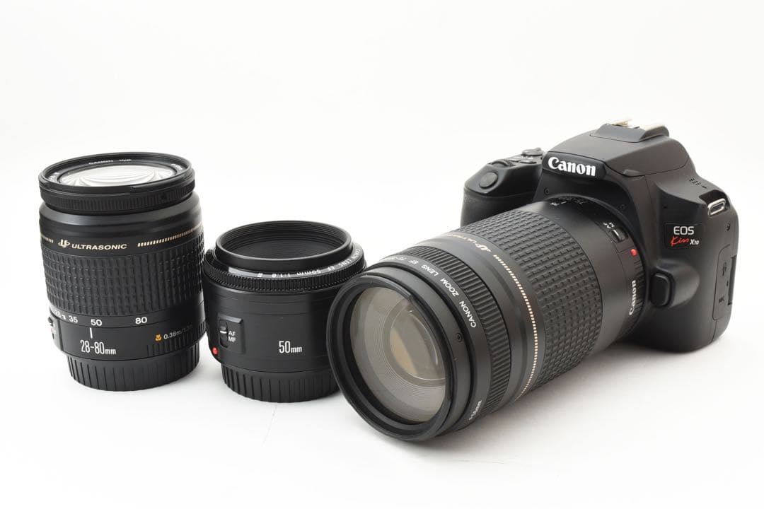デジタル一眼レフカメラcanon kiss x10標準&望遠&単焦点レンズセット