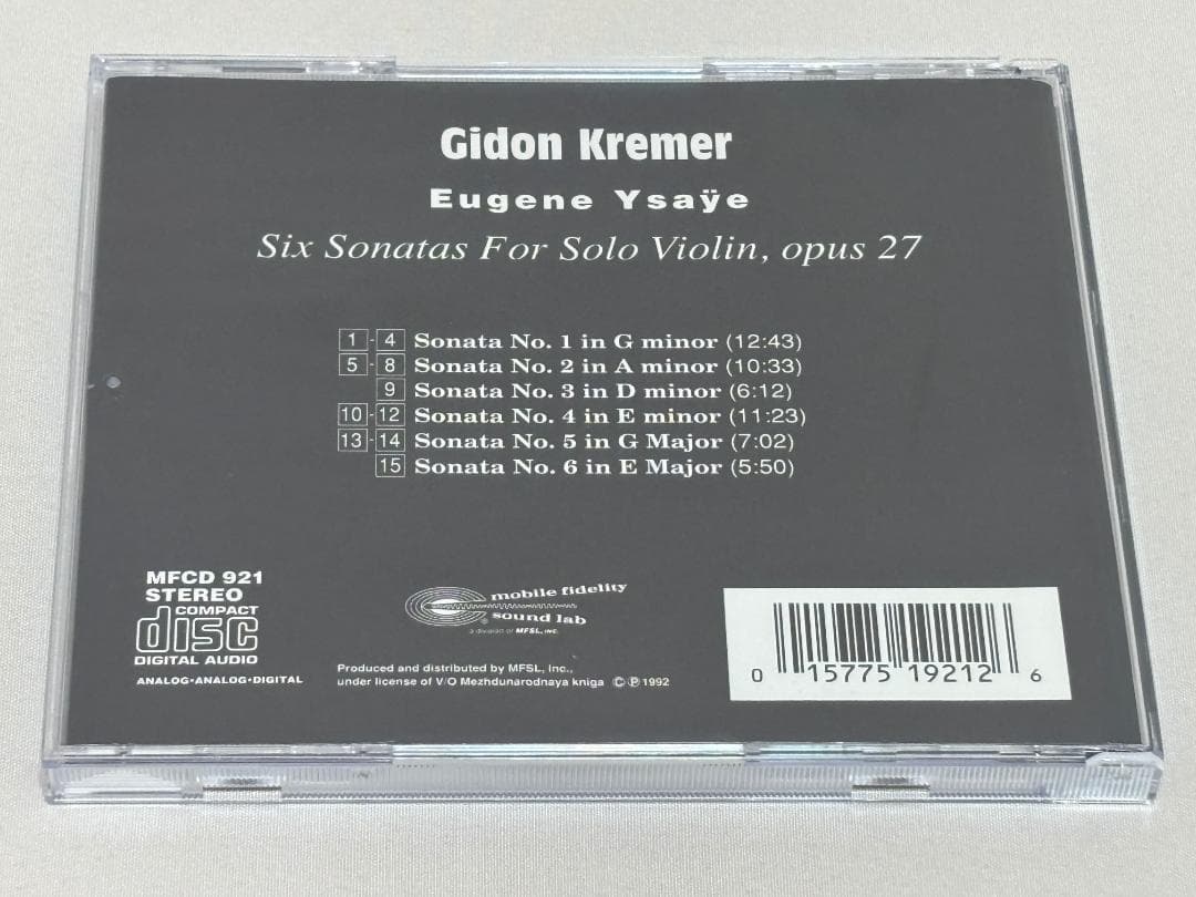 廃盤超希少 MFSL◇ギドン・クレーメル イザイ：無伴奏ヴァイオリン