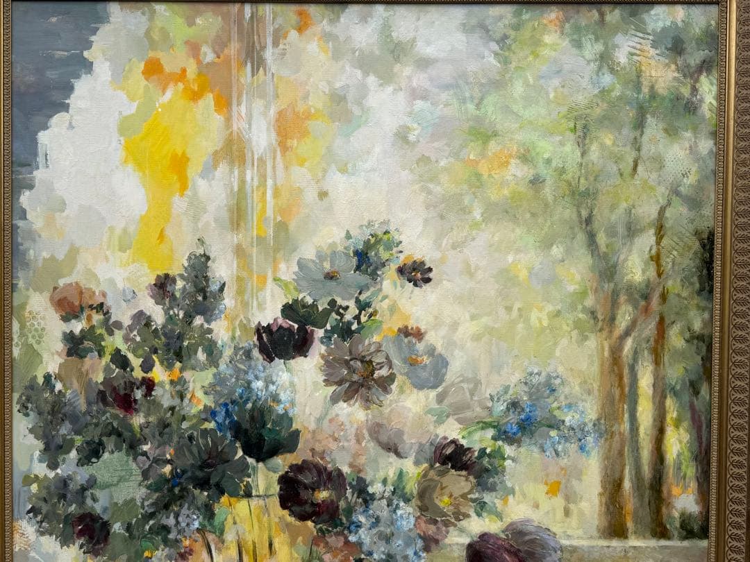 平野能子作 油彩絵 窓辺 直筆 額装 P100号 送料込み250821 - メルカリ