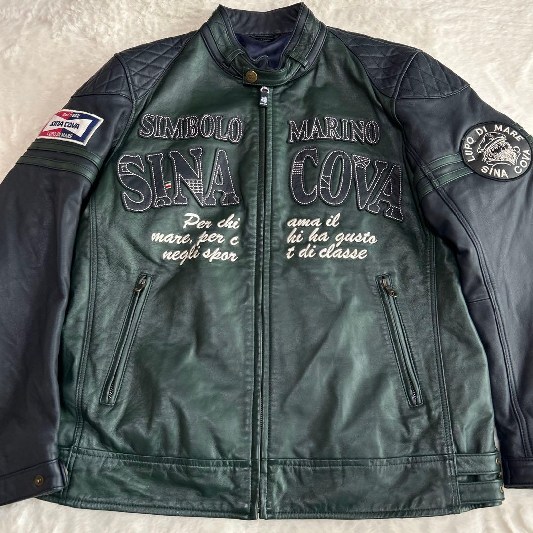 SINA COVA⭐︎L シナコバ レザーライダースジャケット シングル パテット 中古・古着通販】LUPO DI MARE SINA COVA (ルポ ディ マーレ シナコバ