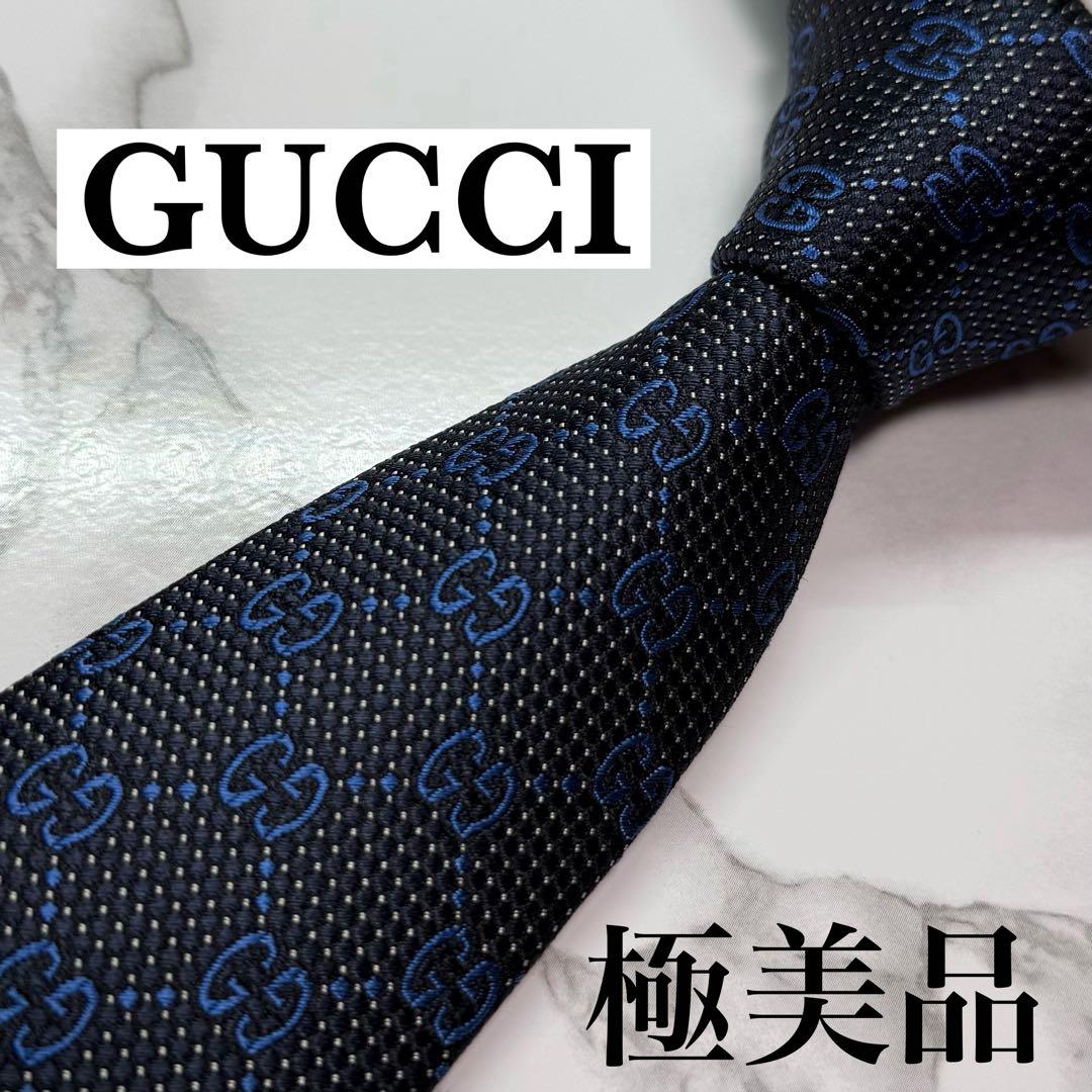 ✨極美品✨ 近年モデル GUCCI ネクタイ シルク100% GG柄 蜂 黒 - メルカリ