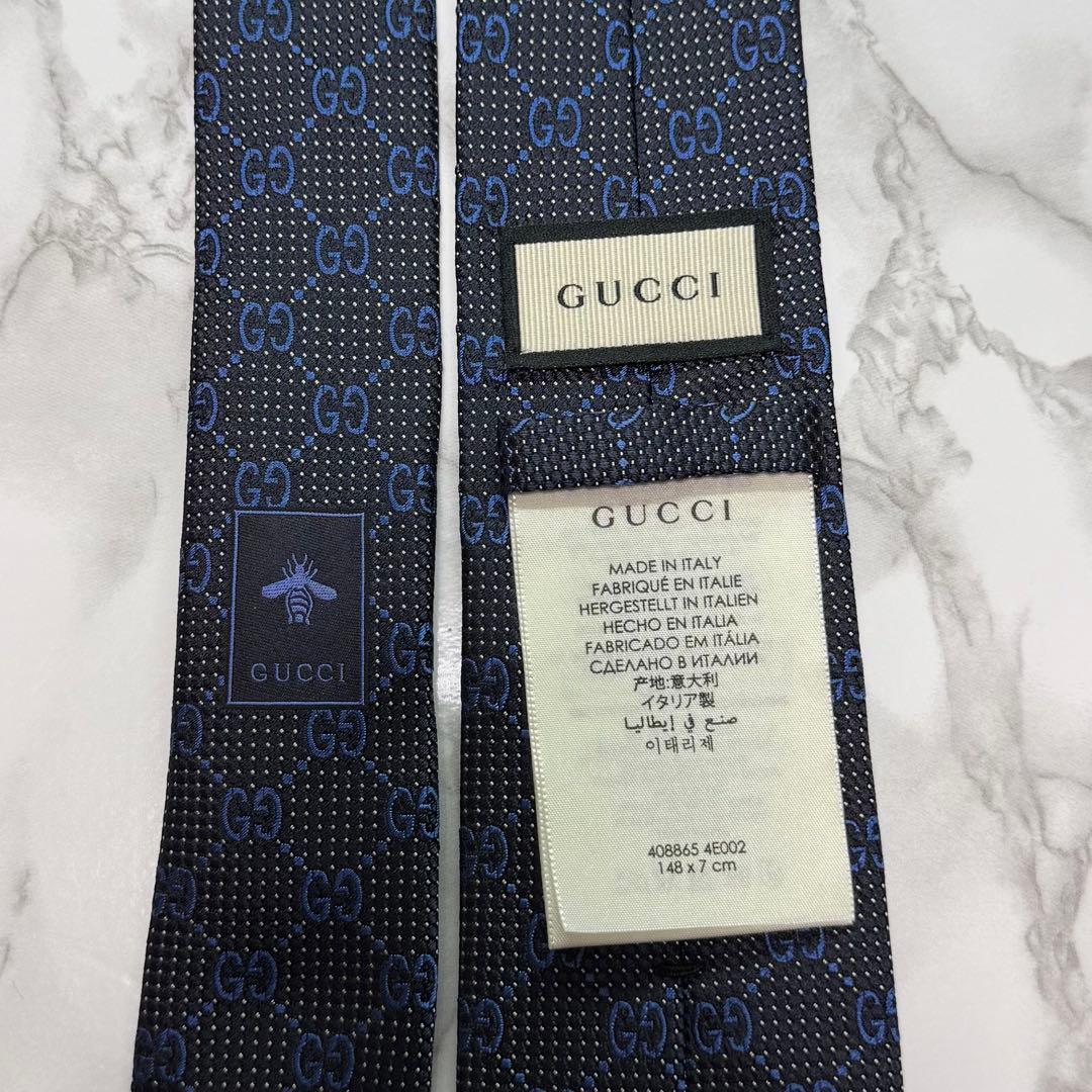 ✨極美品✨ 近年モデル GUCCI ネクタイ シルク100% GG柄 蜂 黒 - メルカリ