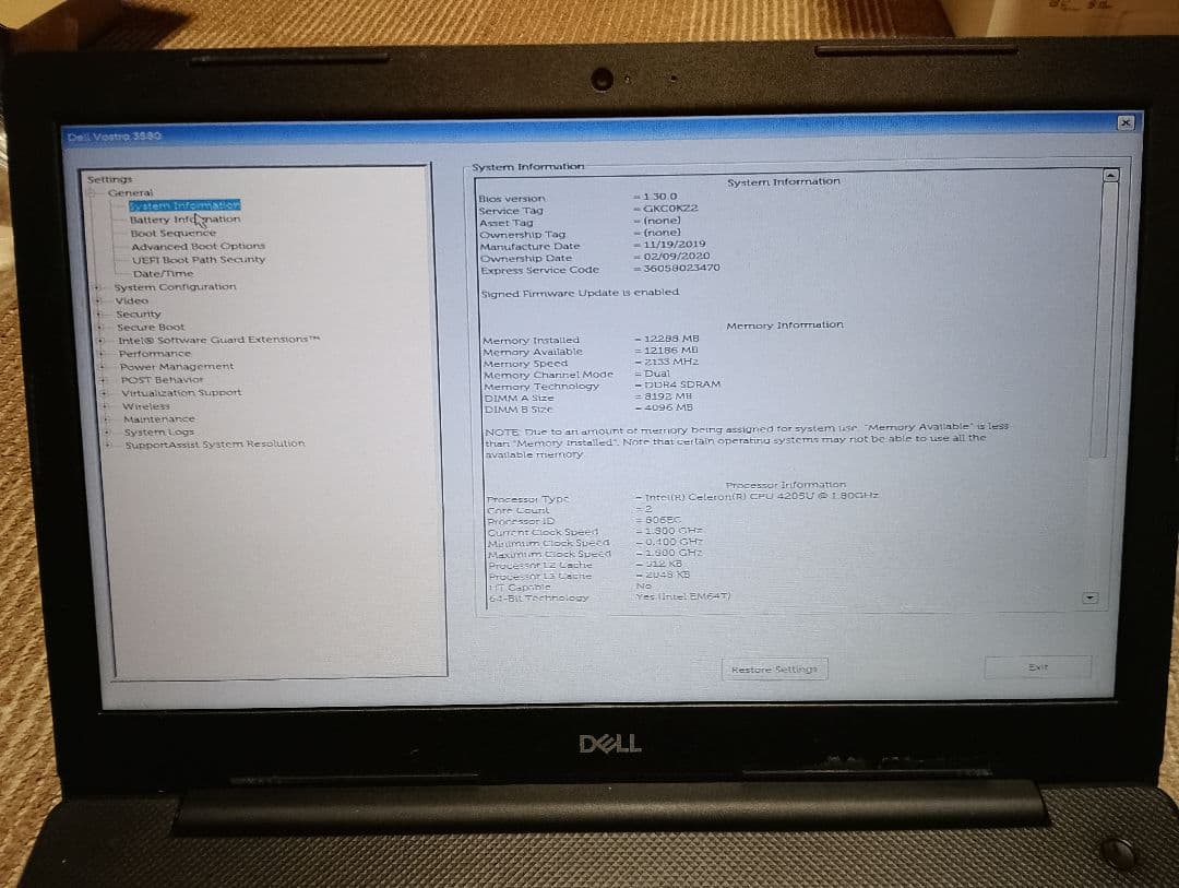 Windowsノート本体 Dell Vostro 15 3580