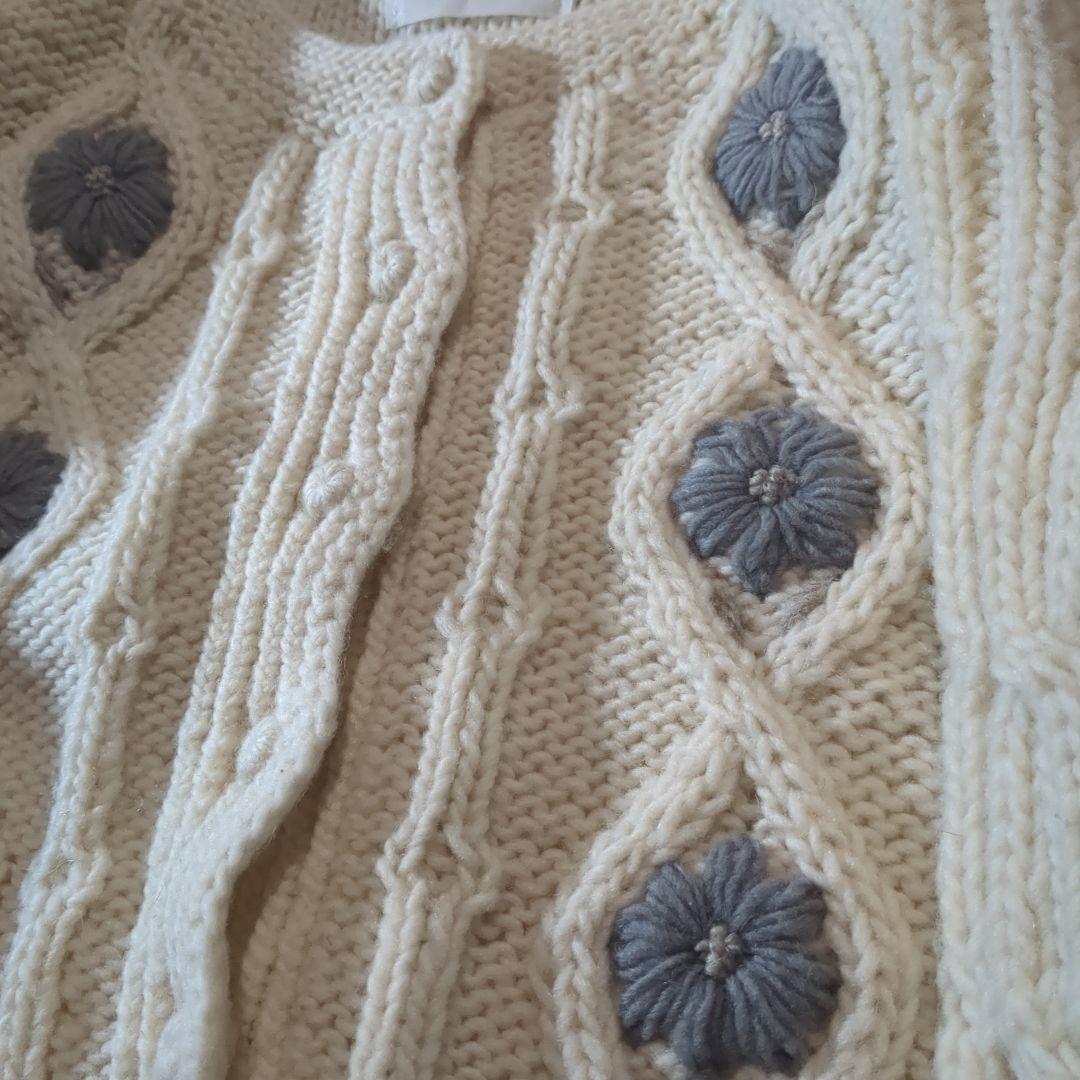 LOQUI】SLOBE別注 フラワー刺繍ニットカーディガン アイボリー