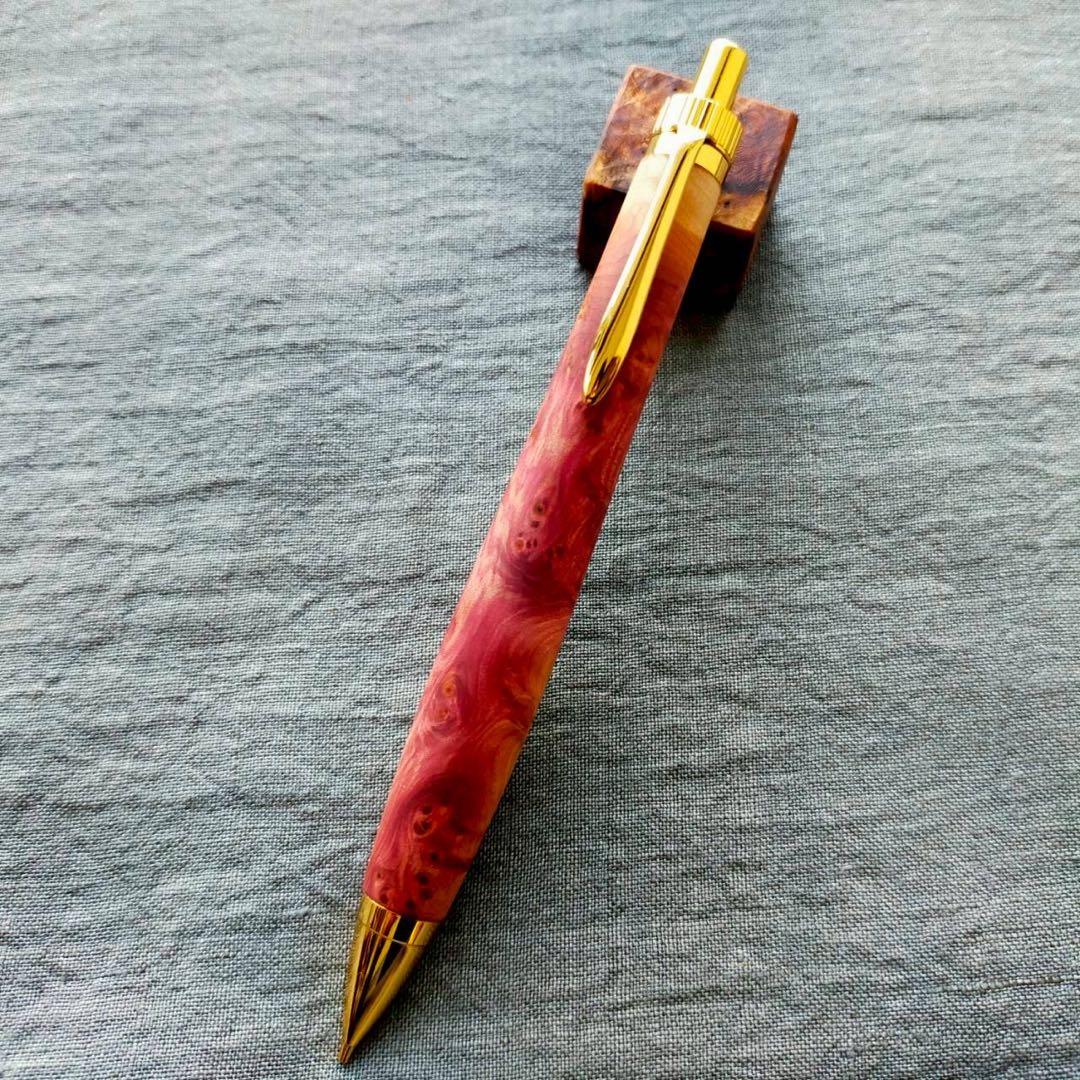 フロリニーバール　ハンドメイド　木軸シャープペン　0.5mm　天然木　ゴールド
