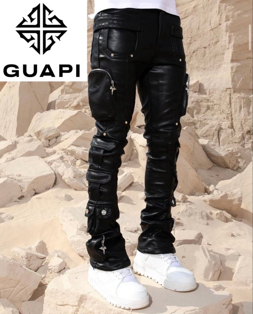 GUAPI グアピ フェイクレザーパンツ フレアパンツ スキニーパンツ 30