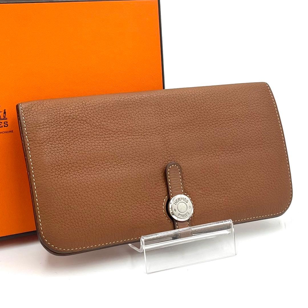 HERMES エルメス ドゴンロング ブラウン シルバー Ｃ刻印 HERMES エルメス 長財布 ドゴンロング エトープ (エトゥープ) トゴ