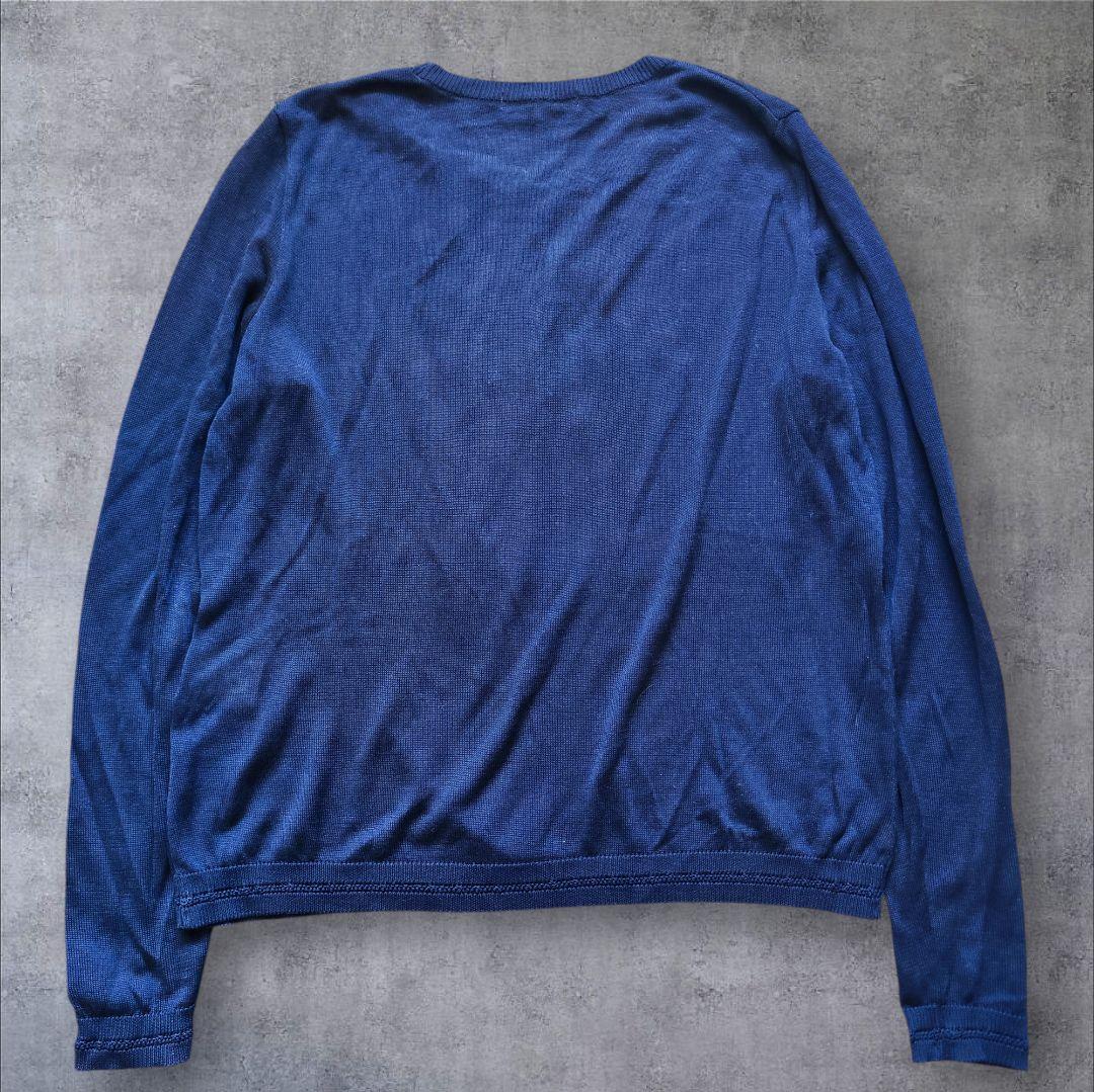 美品】LEONARD レオナール 花柄刺繍 薄手ニット ネイビー 42 XL