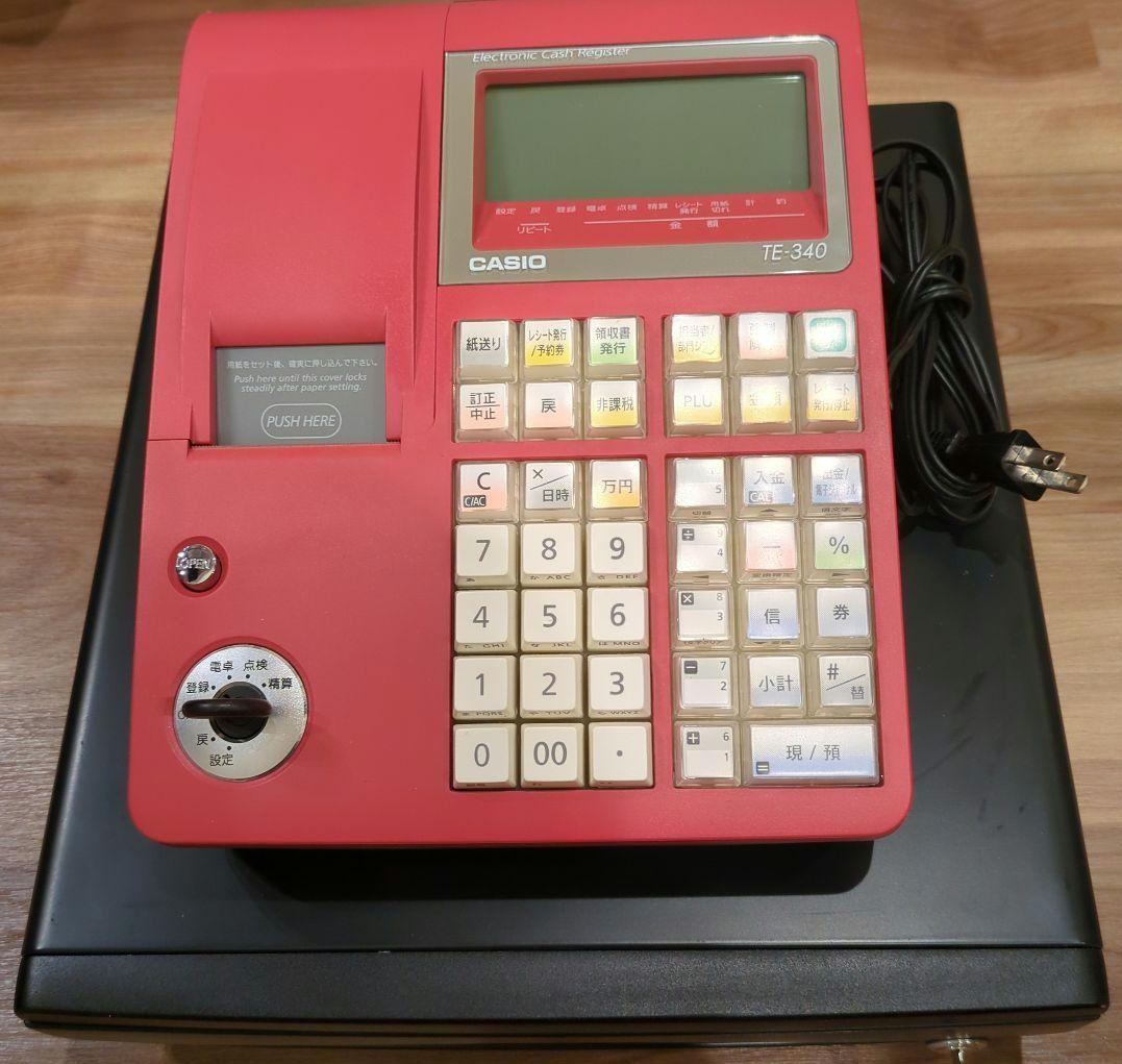 CASIO TE-340 レジスター 赤 - メルカリ