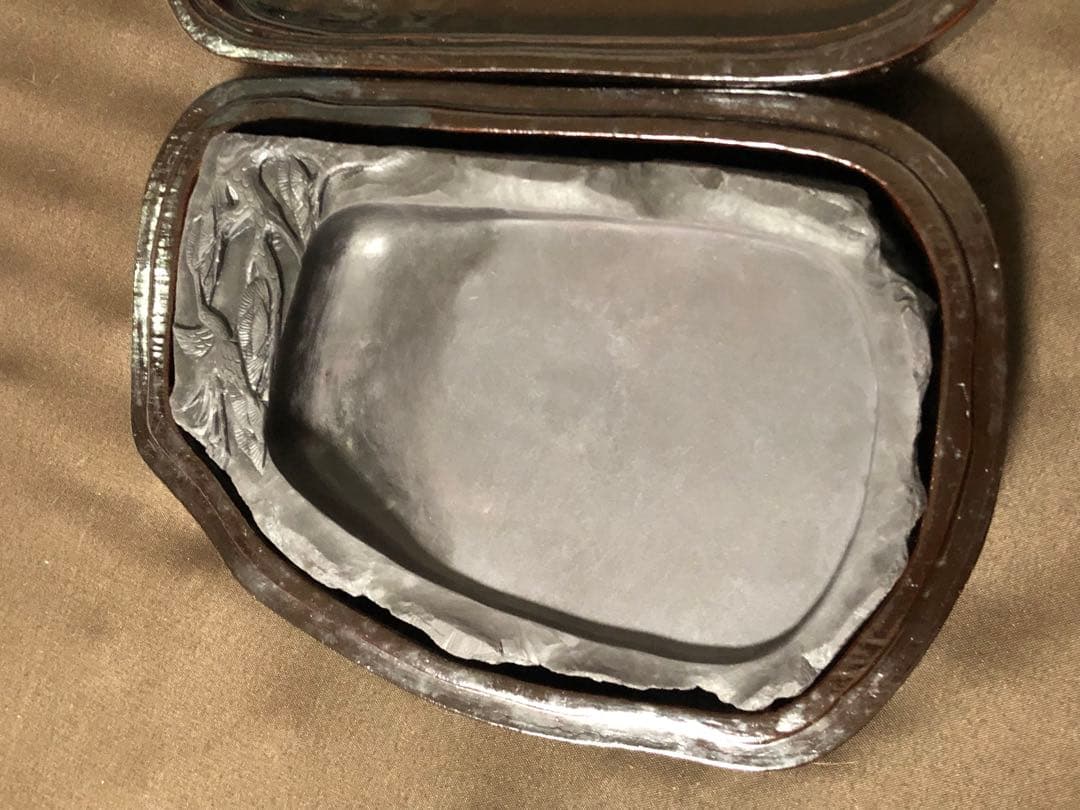 端渓名硯 中国 松 鶴 彫刻 書道具 中国名硯 骨董 硯 CHINA - メルカリ