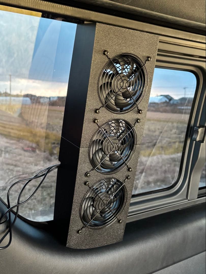ハイエース 4型~ 換気扇 常設型 3連ファン ABS 『運転席側』防虫ネット
