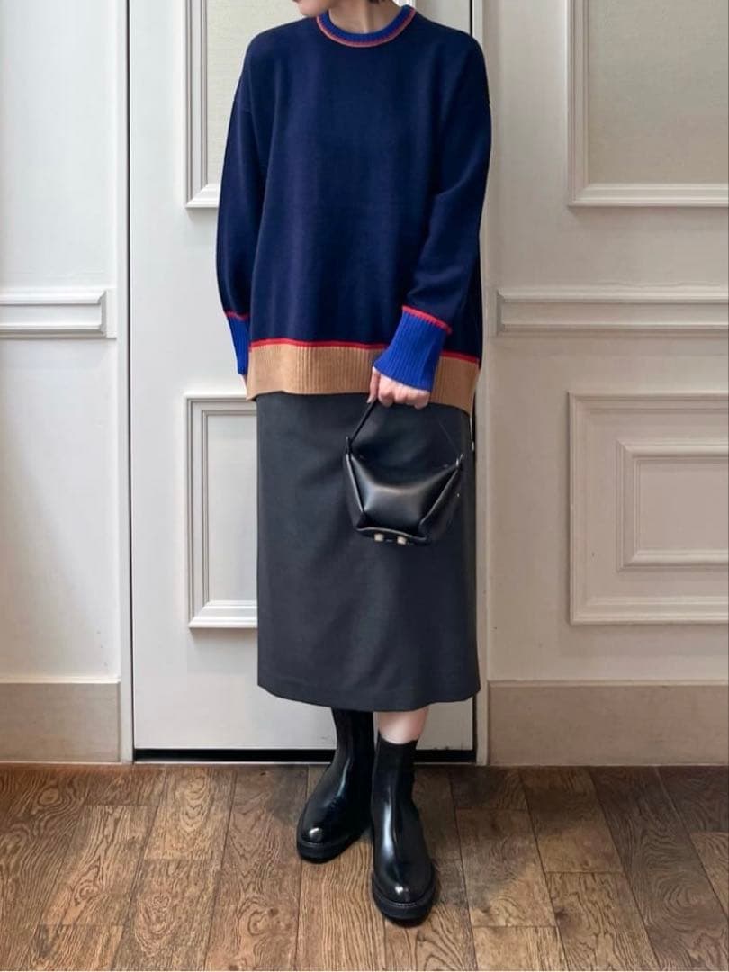 MACPHEE 長袖ニットセーター S ネイビー MACPHEE（マカフィー） ニット セーター NZ LAMBS クルーネックプル