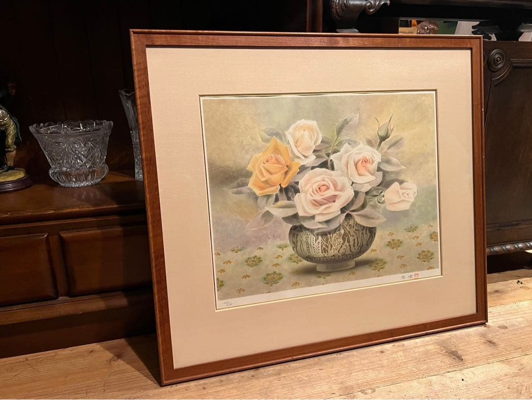 堂本元次 薔薇匂う リトグラフ アート インテリア 額縁