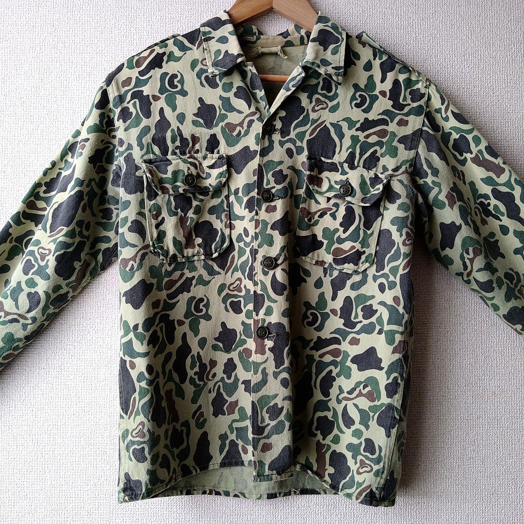 60s 70s ベオガムカモ ダックハンターカモ ミリタリー シャツ US36程 60s 70s ベオガムカモ ダックハンターカモ ミリタリー シャツ US36程