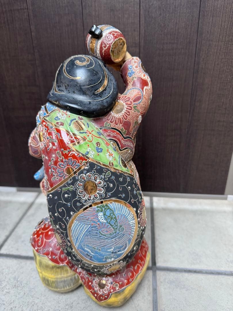 九谷焼 大黒天 置物 七福神 古美術品 金彩 骨董品 アンティーク 縁起物