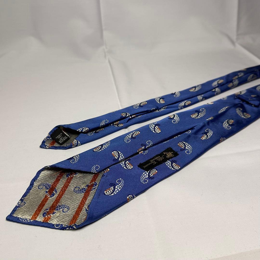 アットバンヌッチ☆ネクタイ☆ブルー☆ペイズリー柄☆セッテピエゲ
