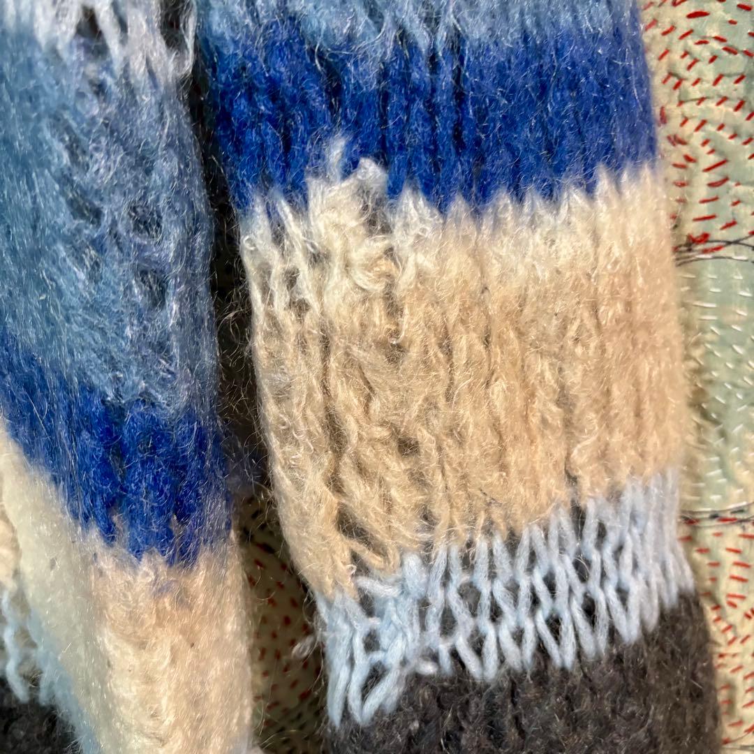 Maiami マイアミ】マルチボーダー モヘア ニット セーター 柄 青白