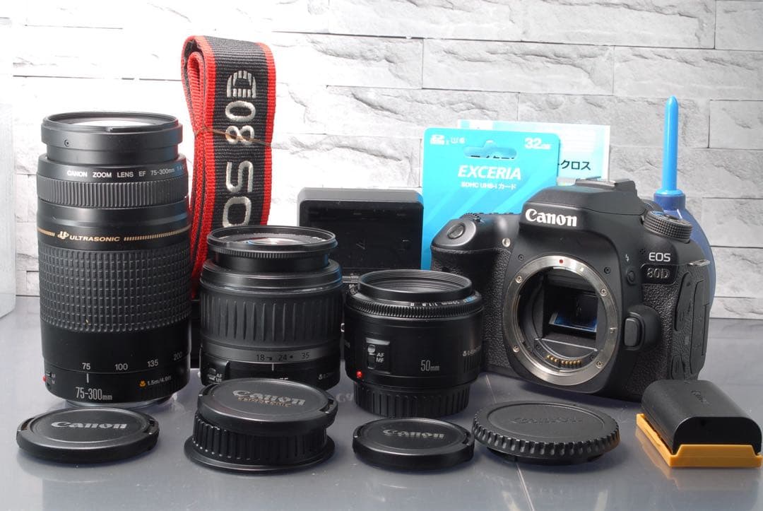 Canon EOS 80D トリプルレンズキット 単焦点 望遠レンズ Wi-Fi