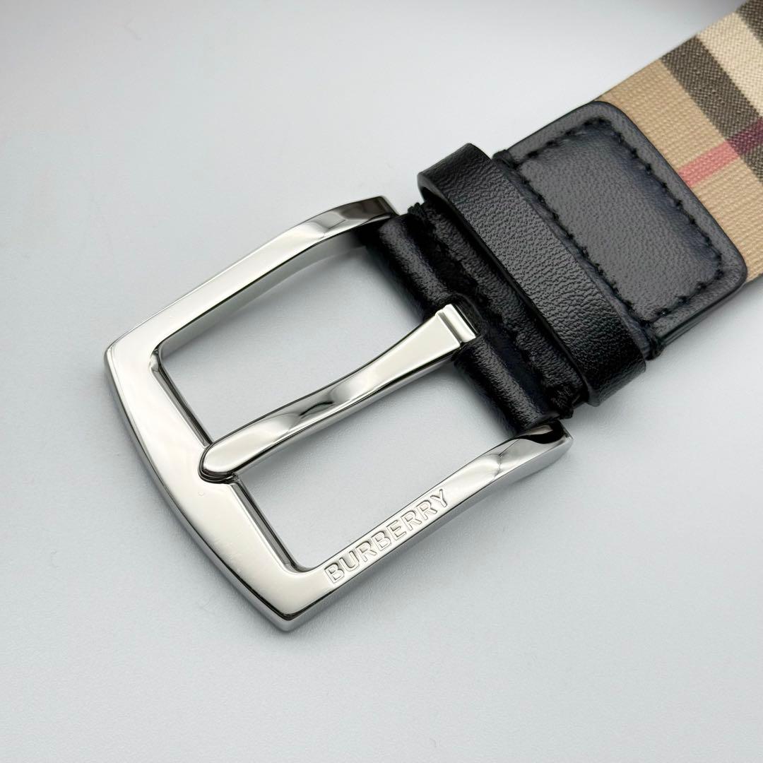 ✨美品✨バーバリー ベルト ノバチェック PVC シルバー金具 ユニ