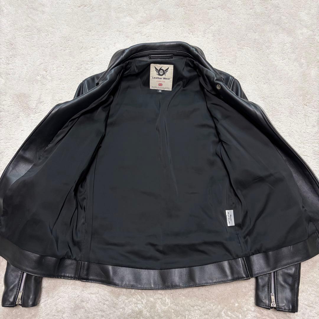 美品】666 ダブルライダースジャケット レザー ステアハイド 本革 36 M