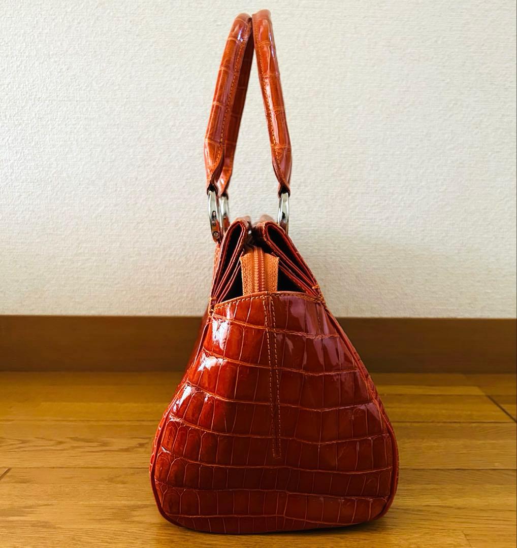 希少】クロコダイル レザー ボストンバッグ シャイニング 加工